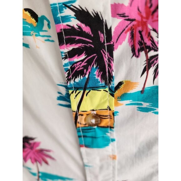 Billabong Men's XLarge Aloha Hawaiian Shirt Button Down White Short Sleeve EUC - Picture 5 of 6